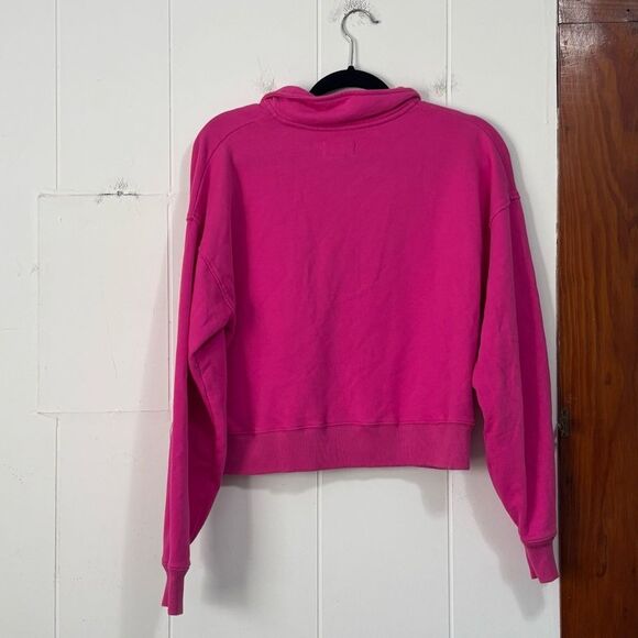 American Eagle Outfitters Pink Quarter-Zip Fleece Lined Sweatshirt Medium - Picture 3 of 4